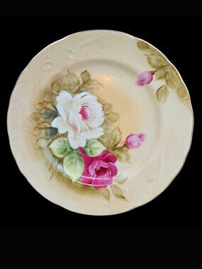 Vintage Lefton China Heritage Brown Floral 7" Salad Plate